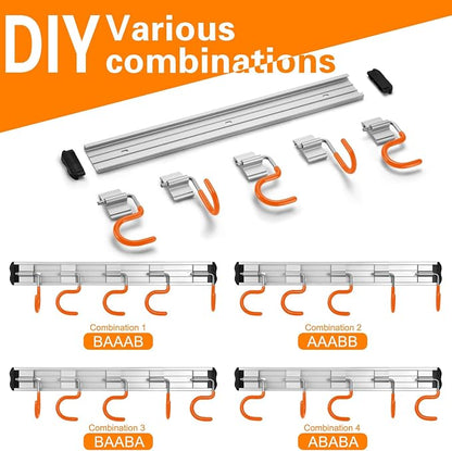 69'' Aluminum Alloy Garage Tool Organizer Hooks, Broom Holder Wall Mount - Image 4
