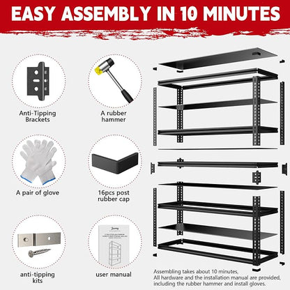 Heavy Duty Garage Shelving Unit 3000LBS, Adjustable 5-Tier Storage Rack - Image 5