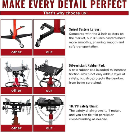 Transmission Jack 1322 LBS Hydraulic Telescoping 2-Stage Lift Jack Stand - Image 5