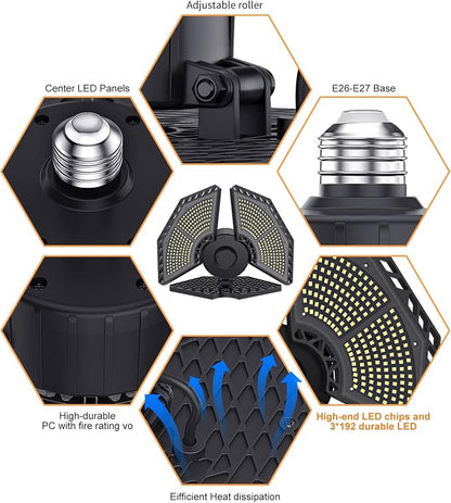 LED Garage Lights, 140W 18500 Lumens Garage Ceiling Lighting, 6000K Daylight - Image 3
