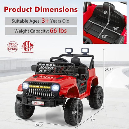 Costzon Kids Ride On Truck, 12V Battery Powered Electric Vehicles w/Remote - Image 6