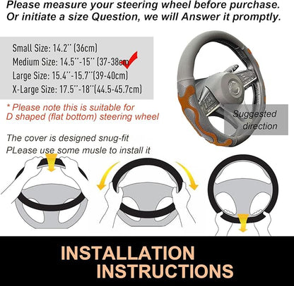 PINCTROT D Shaped Comfy Grip Steering Wheel Cover, Anti-Slip Design, Flat - Image 6