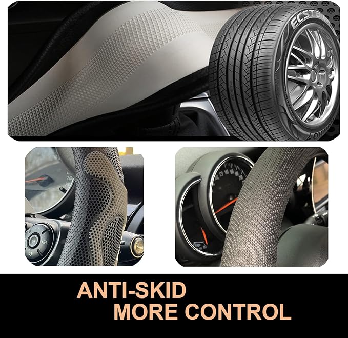 PINCTROT D Shaped Comfy Grip Steering Wheel Cover, Anti-Slip Design, Flat - Image 5