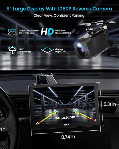 IK5 9" Wireless Apple CarPlay & Android Auto Screen, Portable Car Stereo - Image 9
