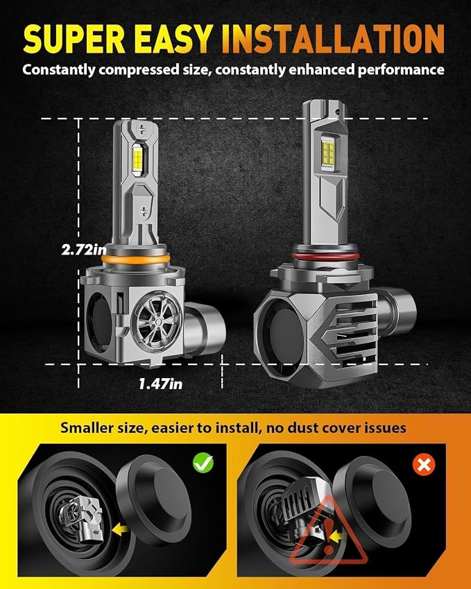 Upgraded H11/H9 LED Bulbs, 000LM 12X Super Brighter, 6500K Cool White, 1:1 Mini - Image 4
