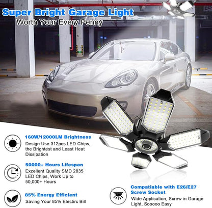 LED Garage Light - 160W LED Garage Ceiling Lights 16000LM Super Bright Garage - Image 2