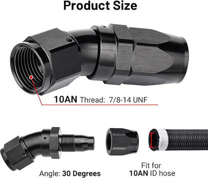 EVIL ENERGY 10AN 30 Degree One Piece Full Flow Hose End Fitting Swivel - Image 2