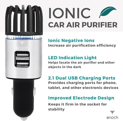 Enoch Car Air Purifier Premium Air Ionizer - 12V Plug-In Ionic Ozone Deodorizer - Image 3