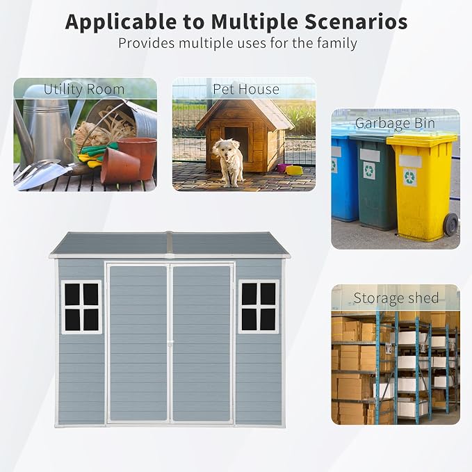 8x6 FT Outdoor Storage Resin Shed - Image 2