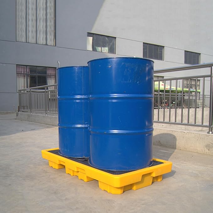 2 Drum Containment Spill Pallet, Polyethylene Low Profile Paint Bucket Tray - Image 3