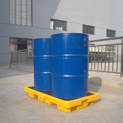 2 Drum Containment Spill Pallet, Polyethylene Low Profile Paint Bucket Tray - Image 3