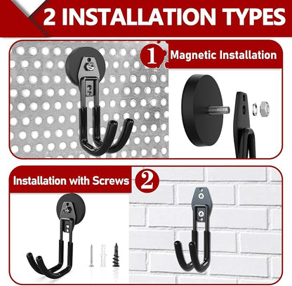 3-H Heavy Duty Magnet Garage Hooks 2 Pack, J Shape Strong Magnetic Hooks - Image 2