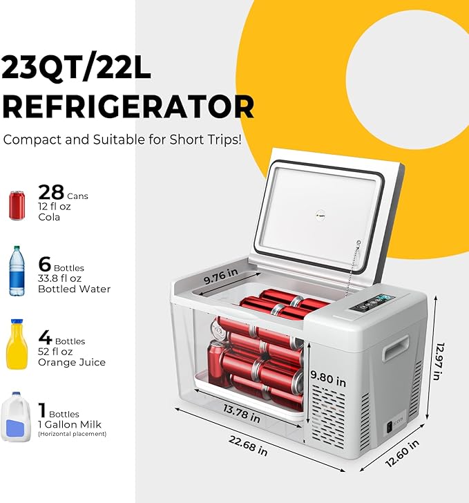 BougeRV 12 Volt Refrigerator 12V Car Fridge 23 Quart Portable Freezer - Image 5