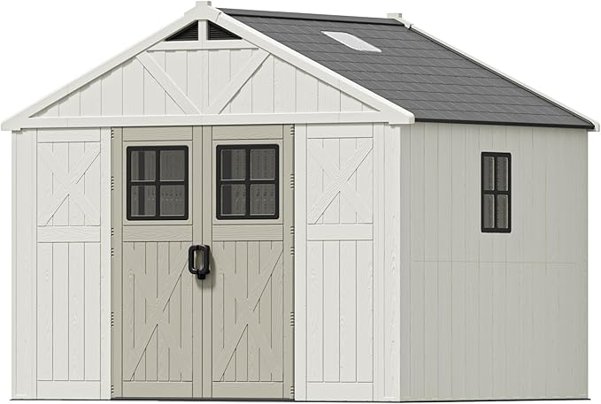 Patiowell 10 x 8 FT Outdoor Storage Shed, Plastic Shed by Patiowell