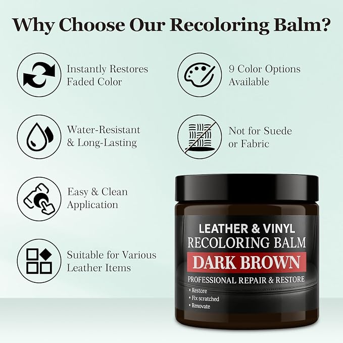 Leather Color Restorer, Leather Recoloring Balm, Scratch Remover, Leather Dye - Image 7