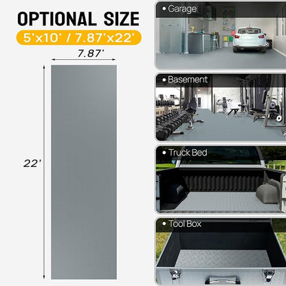 TUFFIOM 7'87'' x 22 FT Garage Floor Mat, Thickened Diamond Plate PVC Garage - Image 6