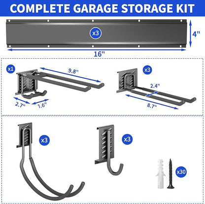Garage Organization Tool Organizer Wall Mount, 64inch Heavy Duty Garden Tool - Image 7