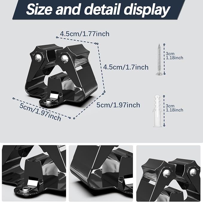 3-H Stainless Steel Broom Holder Wall Mount 6-Pack- Heavy Duty Mop Organizer - Image 4
