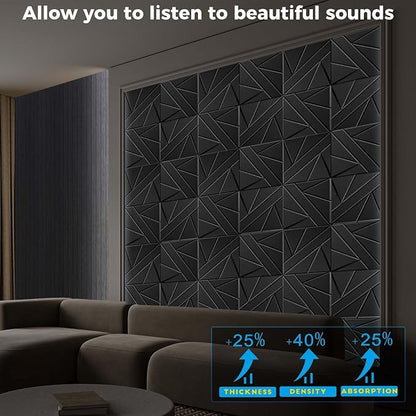 8 Pack Self-Adhesive Soundproof Wall Panels, 1.2lb/ft³ High Density, Thicker - Image 3