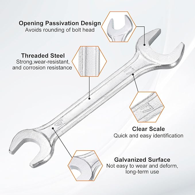 HARFINGTON Double Open End Wrench 14mm x 17mm Metric 15 Degree Offset Angle - Image 4