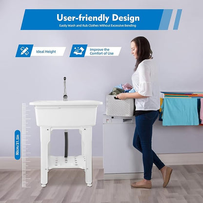 Freestanding Utility Sink Plastic Laundry Tub Sink - Image 5