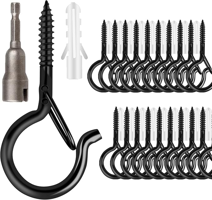36 PCS Q-Hanger Hooks with Safety Buckle, Windproof Screw Hooks by FSAH