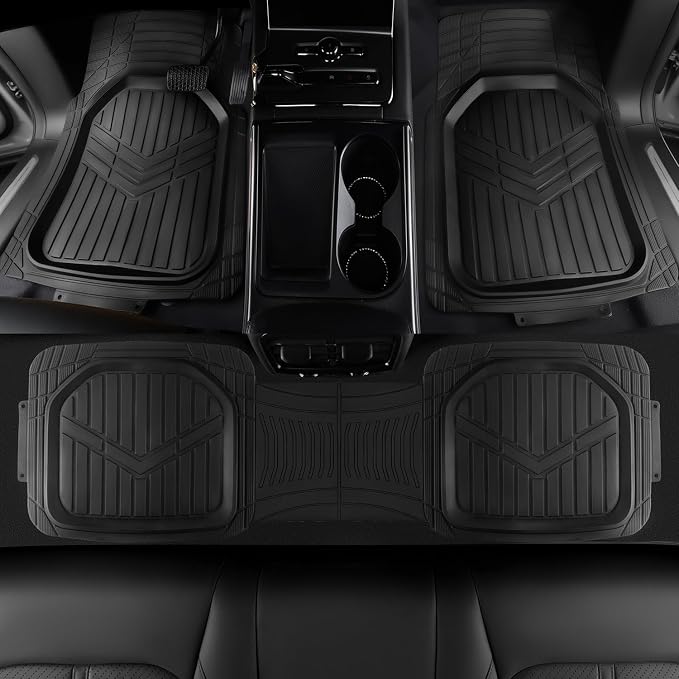 Amazon Basics 3-Piece All-Weather Heavy Duty, Full Set Rubber Floor Mats - Image 5
