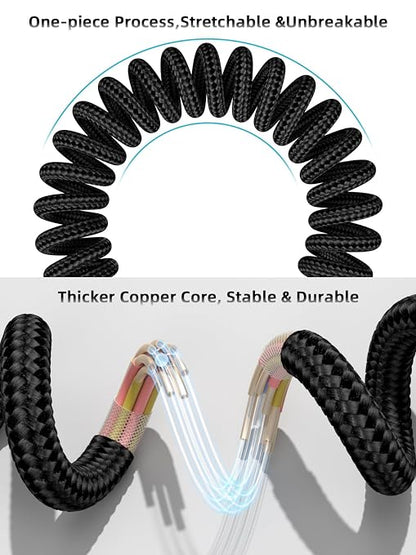 Car Carplay Cable 2Pack 3ft Coiled USB A to USB C Fast Charge Cord - Image 6