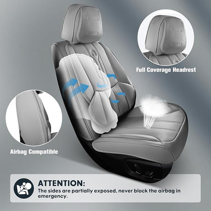 AOOG Front Seat Covers, Car Seat Covers Front Seats, Leather Seat Covers - Image 5