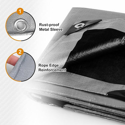 AROIC 10x20FT Heavy Duty Tarps, Waterproof 16 Mil Thick Camping Tarp - Image 3