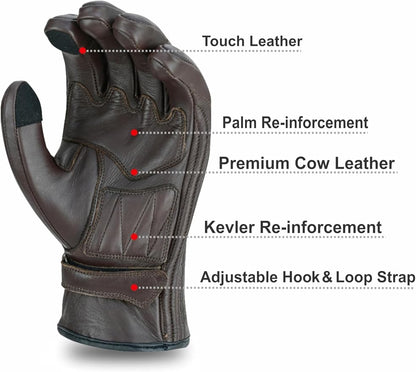 Full Finger Leather Motorcycle Gloves - Image 7