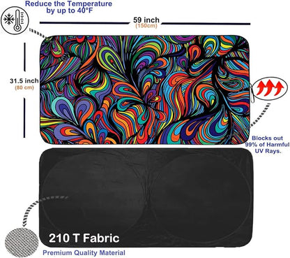 Gven Car Windshield Sun Shade, Artistic Design Car Shade Foldable Windshield - Image 2