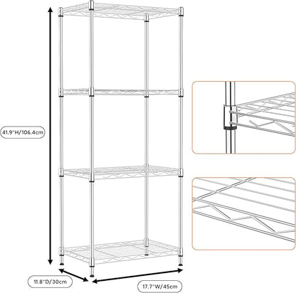 4 Tiers Shelf Metal Storage Shelves Wire Rack Closet Organizers - Image 3