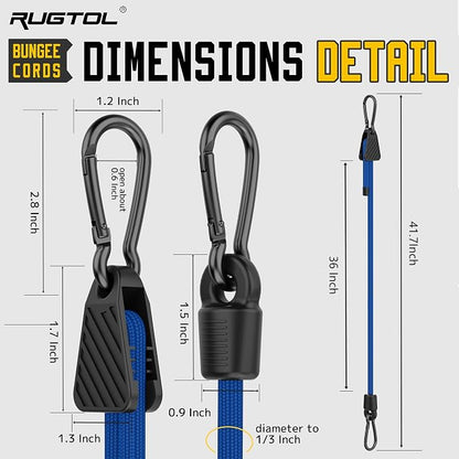 Bungee Cords with Hooks, 36 Inch Blue Adjustable Bungee Cords with Carabiner - Image 5