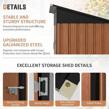 5x3 Ft Storage Shed, Outdoor Metal Shed - Image 6