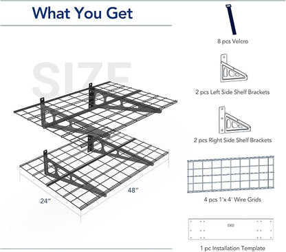 FLEXIMOUNTS 2-Pack 2x4ft 24-inch-by-48-inch Wall Shelf Garage Storage Rack Wall - Image 3
