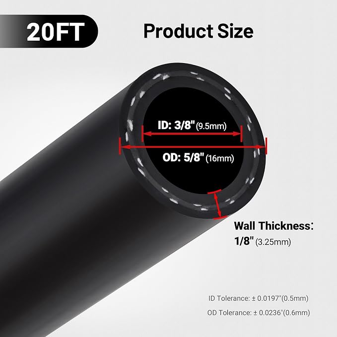 EVIL ENERGY 3/8" Heater Hose Coolant Radiator Straight 100PSI SAE 20R3 20FT - Image 3