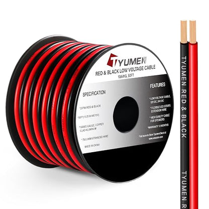 10 Gauge Wire 50FT, 10AWG Red Black Electrical Wire LED Strips Extension Cord by Tyumen