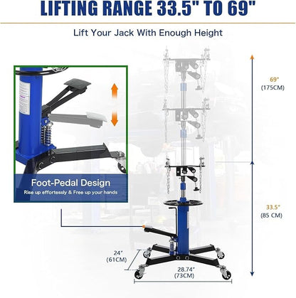 Transmission Jack 1322 LBS Hydraulic Telescoping 2-Stage Lift Jack Stand - Image 2