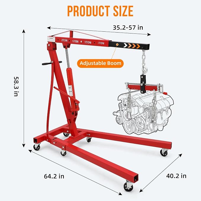 2 Ton Engine Hoist, Folding Cherry Picker Engine Hoist - Image 5