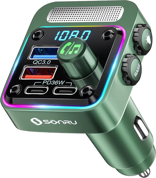 Bluetooth 5.3 FM Transmitter Car Adapter by SONRU