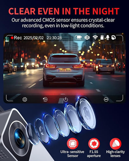 Dash Cam Front and Rear, 4K Full HD Dual Dash Camera - Image 3