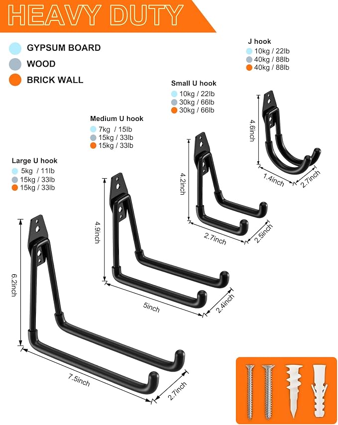 QcoQce 15 Pack Garage Hooks Heavy Duty - Image 2