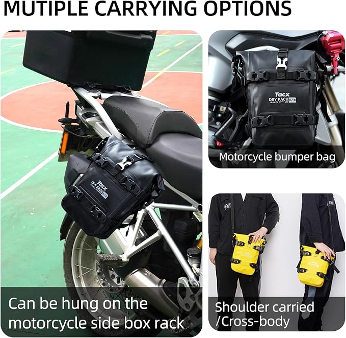 Motorcycle Tail Bag Front Bumper Bag, 12L Roll-top Waterproof Motor Saddle - Image 4