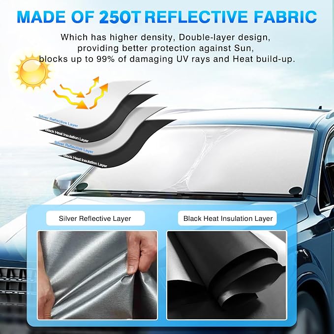KUST Windshield Sun Shade for 2012-2024 2025 Tesla Model S Accessories Sunshade - Image 4