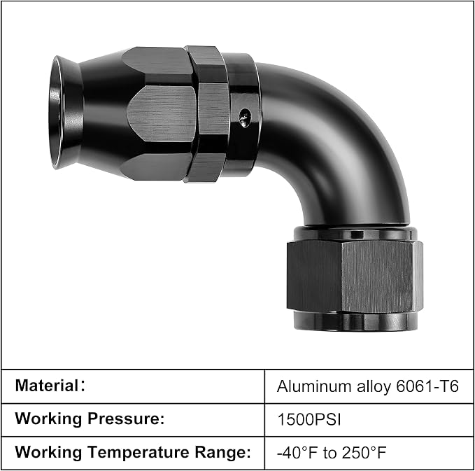 EVIL ENERGY 8AN 90 Degree PTFE One Piece Full Flow End Hose Fitting Aluminum - Image 3