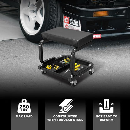 Torin ATR6300B Rolling Creeper Garage/Shop Seat: Padded Mechanic Stool - Image 2