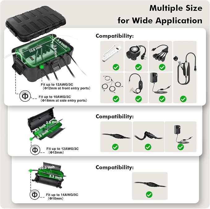 Flemoon Outdoor Extension Cord Safety Cover, IP44 Waterproof Connection - Image 6