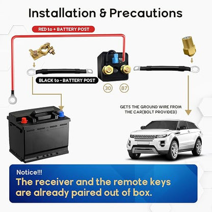 Car Remote Battery Disconnect Switch 12V, 250A Top Post Negative Battery Shut - Image 3