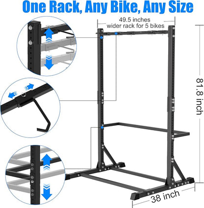 5 Bike Storage Rack, Freestanding Vertical Bicycle Stand - Image 5